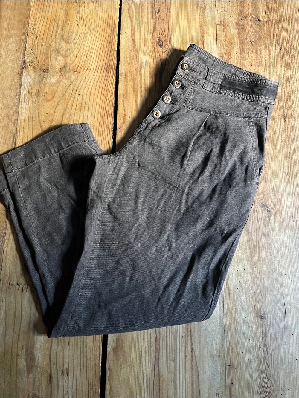 SUNDANCE Petite 6P Brown Linen Blend BoHo Pants